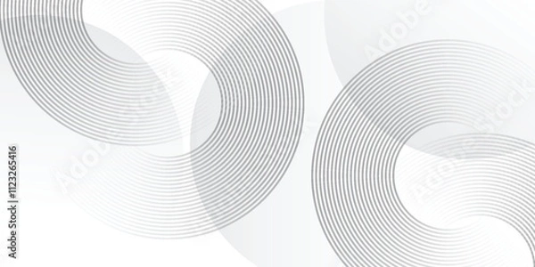 Fototapeta Abstract white glowing geometric lines on gray background. Modern shiny blue circle lines pattern. Futuristic technology concept. Suit for cover, poster, banner, brochure, header, website vector