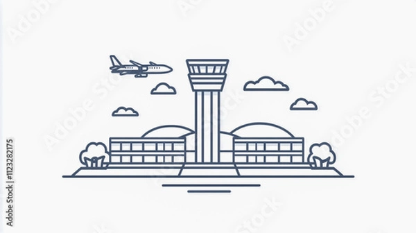 Obraz Stylish airport icon featuring a modern, minimalist line design