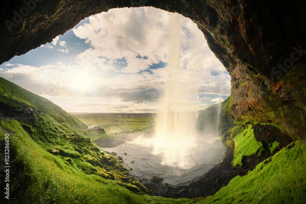 Fototapeta waterfall in the mountains