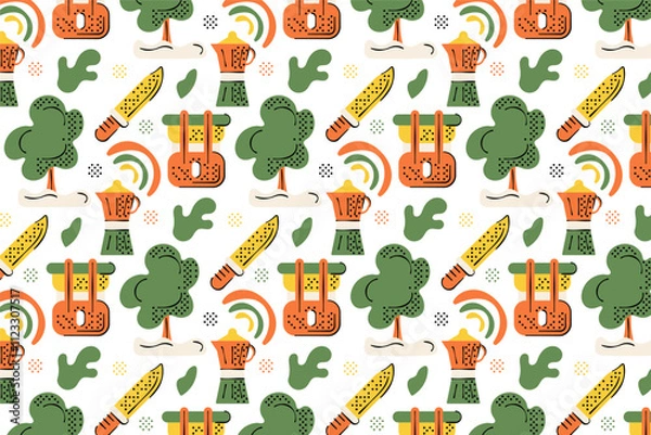 Fototapeta Forest Hiking Pattern