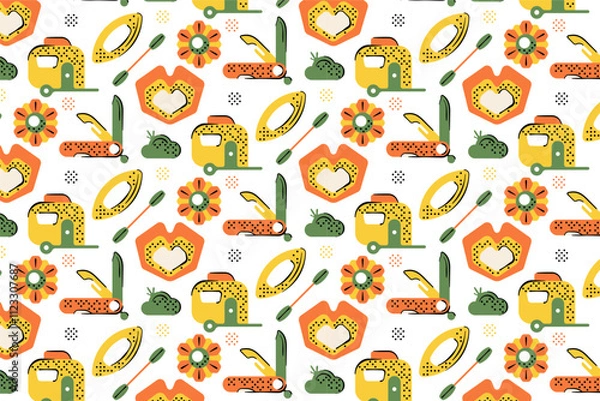 Fototapeta Camping Lovers Pattern