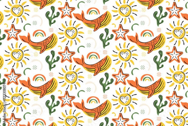 Fototapeta Ocean Whale Pattern