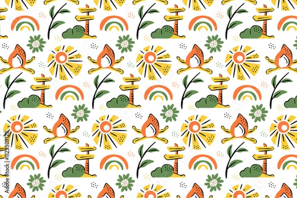 Fototapeta Summer Camping Pattern