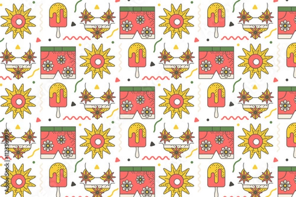 Fototapeta Summer Beach Pattern Background