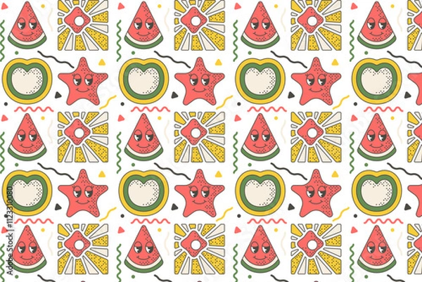 Fototapeta watermelon slice and summer pattern design