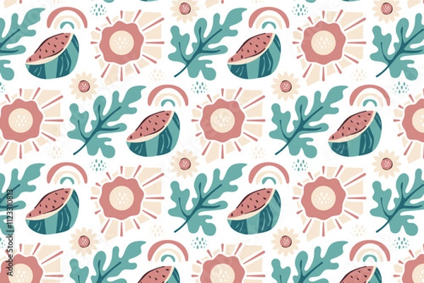 Fototapeta Summer and Watermelon Pattern Background