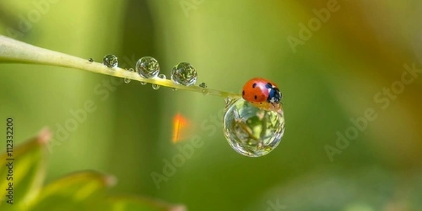 Obraz biedronka na kroplę