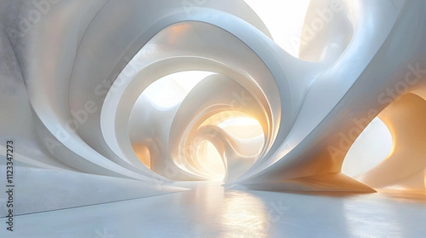 Fototapeta Abstract 3D White Architectural Render