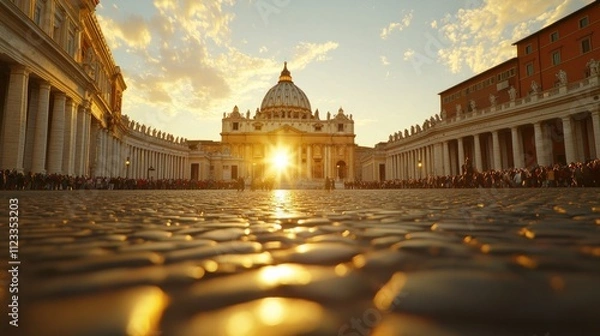 Obraz Celebrating the holy year 2025 jubilee rome architectural sunset view spiritual atmosphere inspiring reflection