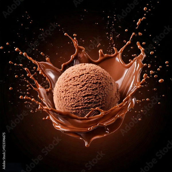 Obraz Chocolate liquid splash with drops, isolated on white background.