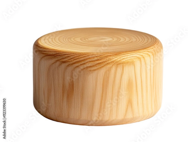 Obraz A smooth, round wooden block showcasing natural grain patterns and a polished surface on transparent background.