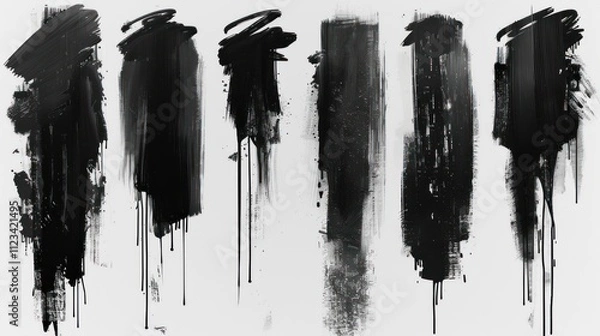 Obraz Vector set of brush strokes creating artistic textures on a white background for design projects