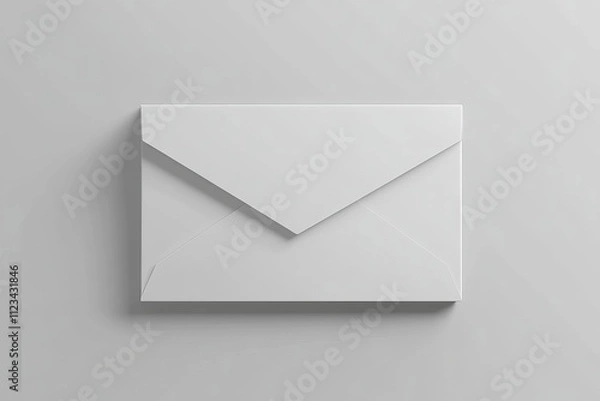 Fototapeta Realistic 3d mockup of blank white cardboard envelope shaped gift box for packaging design