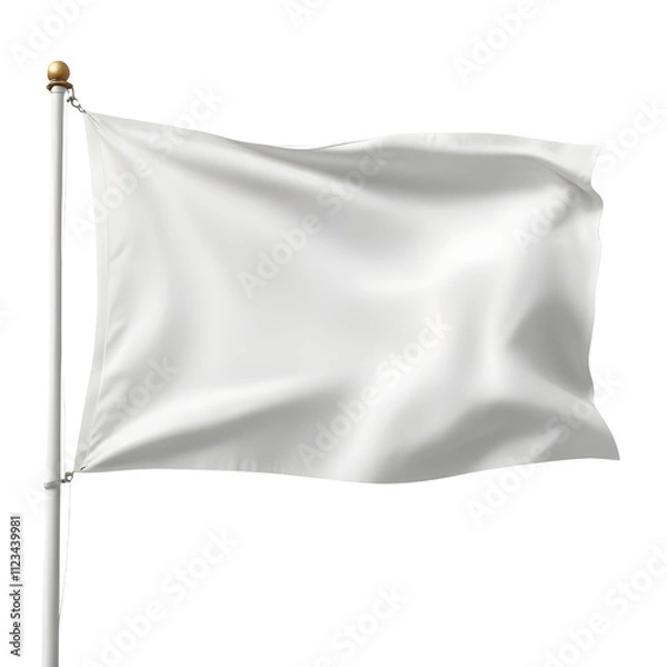Obraz 3D Render White Flag Element Icon Bandeira Branca PNG 
