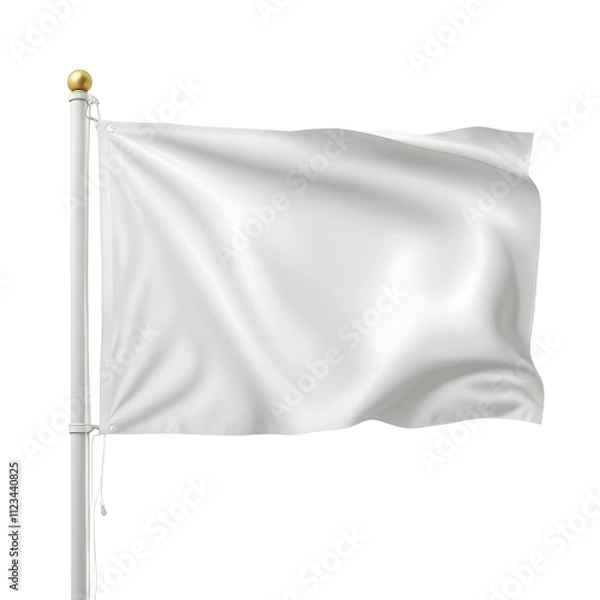 Obraz 3D Render White Flag Element Icon Bandeira Branca PNG 