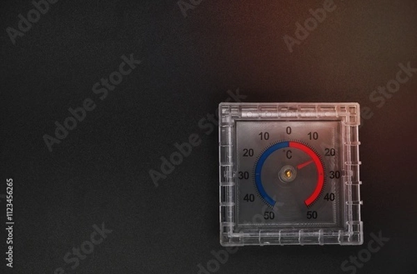 Fototapeta thermometer with square dial on black background