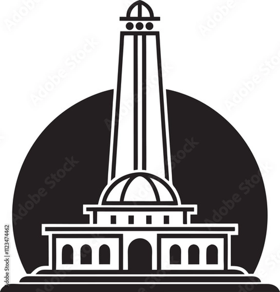 Fototapeta Simple black and white landmark icon 