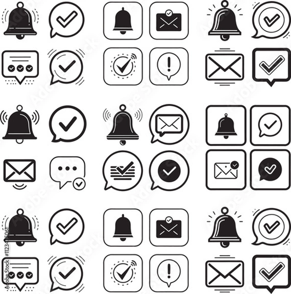 Obraz Simple black and white notification icons