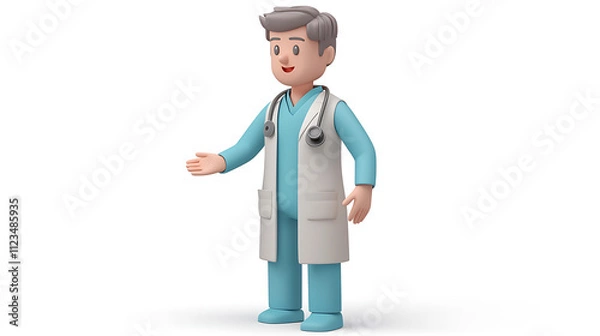 Fototapeta Healthcare Professional Character Digital Art 3D Illustration Friendly Environment Cartoon Style Medical Concept