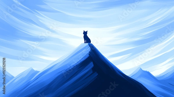 Obraz Snowy Mountain Cat: Calm and Serene Illustration