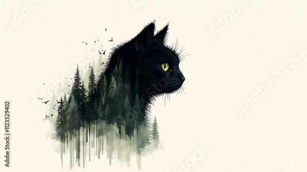 Obraz Forest Cat: A Blend of Feline and Nature in Vector Art