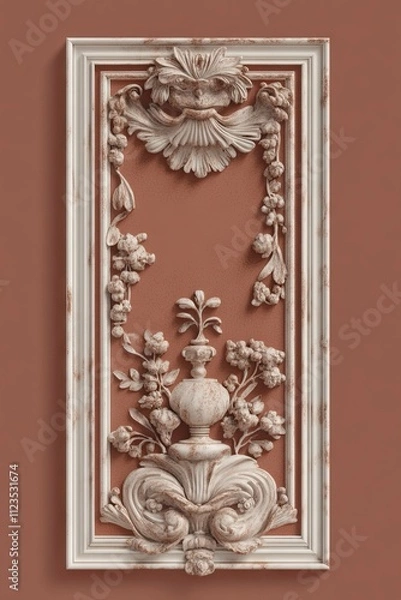 Fototapeta PANTONE 17-1230 Mocha Mousse Baroque Ornate Marble Design