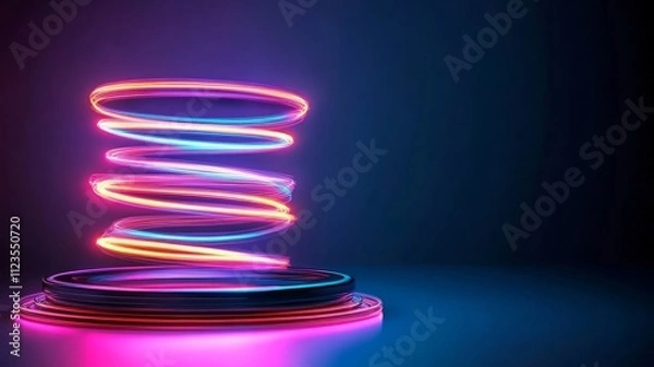 Fototapeta Abstract fluid holographic iridescent neon curved wave in motion, glass texture background