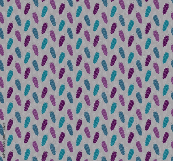 Obraz Layered feathers blue and purple seamless pattern