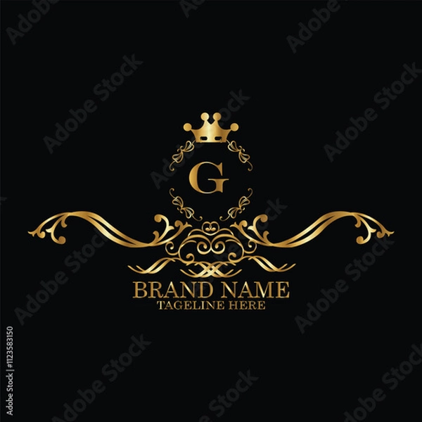Obraz creative  initial  latter g logo design with modern business vector template.  creative isolated g monogram logo design with new latter logo golden color and black background . design of elements 