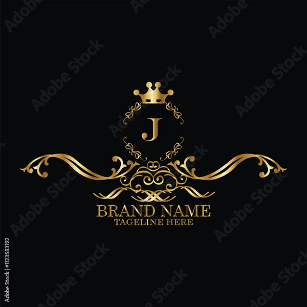 Fototapeta creative  initial  latter j logo design with modern business vector template.  creative isolated j monogram logo design with new latter logo golden color and black background . design of elements 