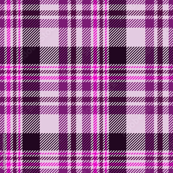 Fototapeta Checkered plaid vector endless pattern in purple hues, textile design