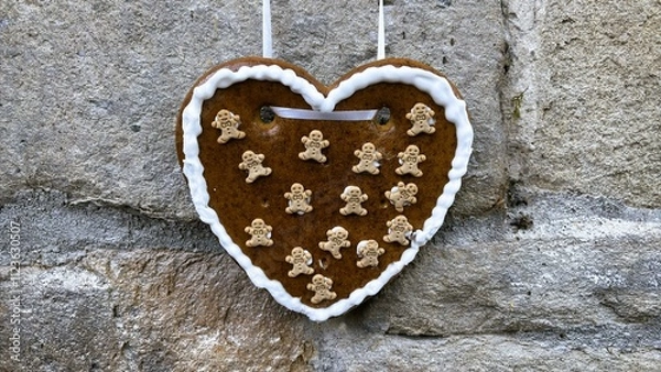 Obraz Lebkuchenherz mit kleinen Figuren