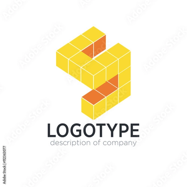 Obraz Letter S cube figure logo icon design template elements
