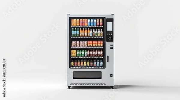 Obraz Modern Sleek Beverage Vending Machine on White Background