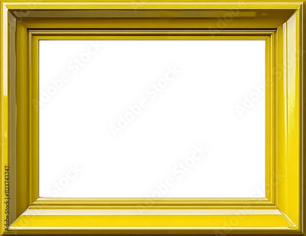 Fototapeta yellow frame on white background, glossy frame