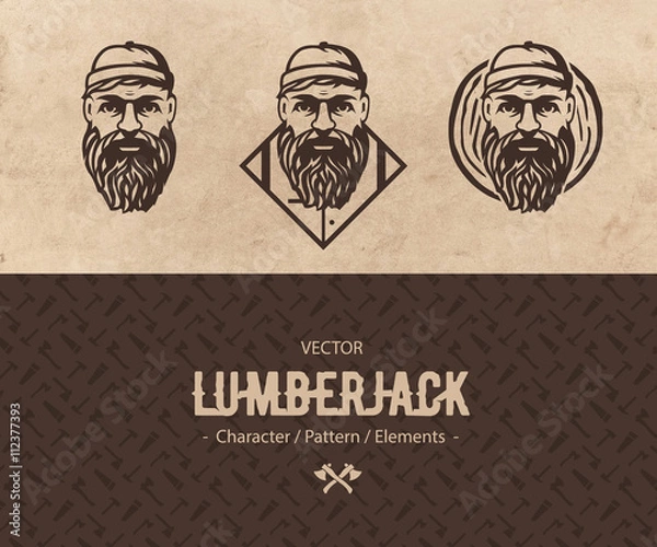 Obraz Vector Lumberjack Face Illustration Logo