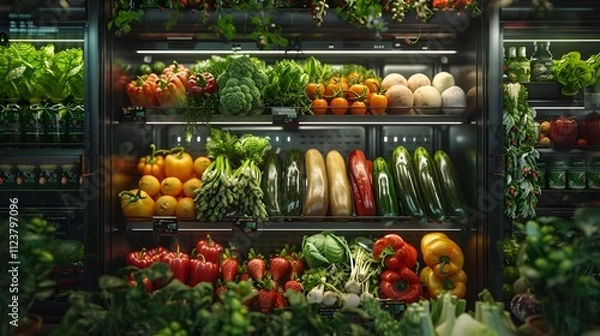 Obraz Young Couple Shopping for Fresh Produce in a Modern Supermarket