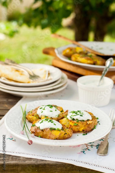 Fototapeta Australian Crash Hot Potatoes with Sour Cream