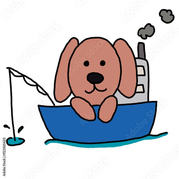 Fototapeta puppy with a ship
