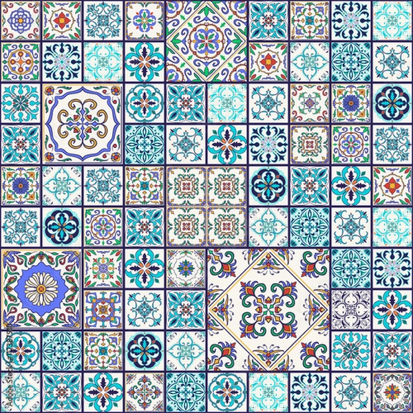 Obraz Vector seamless texture. Beautiful mega patchwork pattern for design and fashion with decorative elements