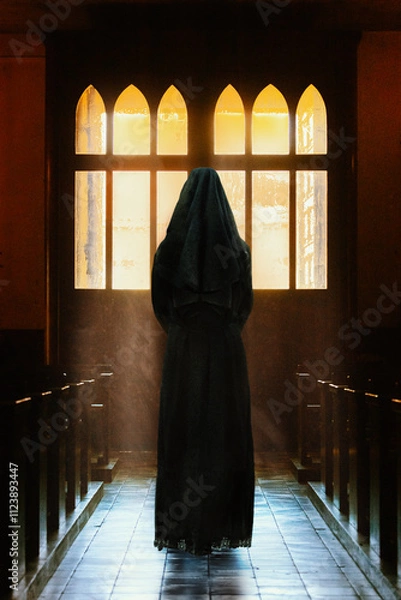 Obraz Monk standing inside a church. 