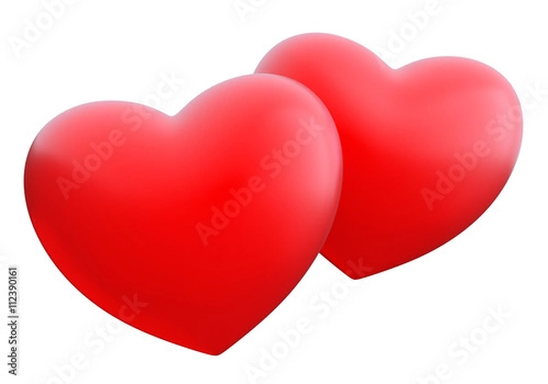Obraz Liebe mit zwei Herzen  auf dem weißen Hintergrund