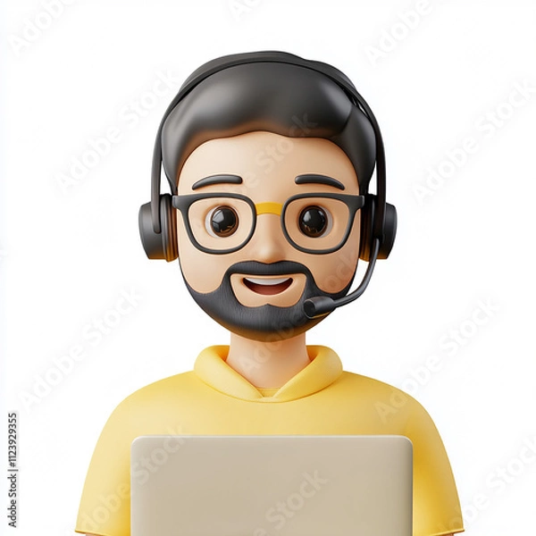 Fototapeta 3d call center online customer support men with lap
