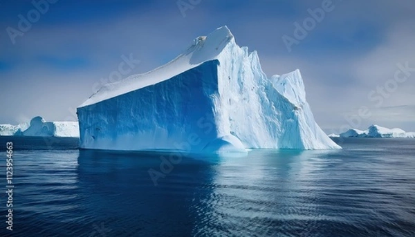 Fototapeta Enormous frozen water mass, gleaming under sunlight, representing Earth's pristine wilderness.