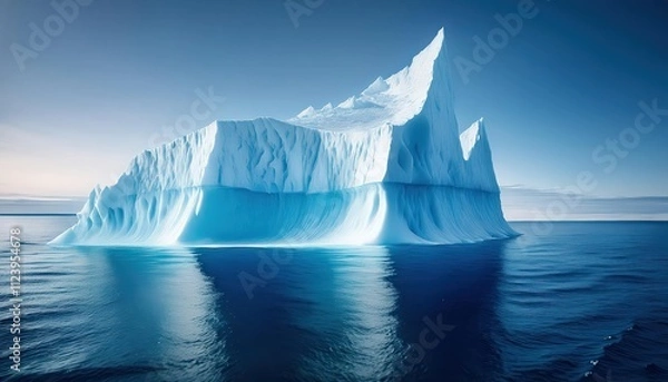 Fototapeta Arctic traveler, a floating glacier revealing Earth's climatic history through its layered structure.
