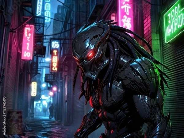 Obraz Cyberpunk Predator: Night Hunter Stalks Neon Streets