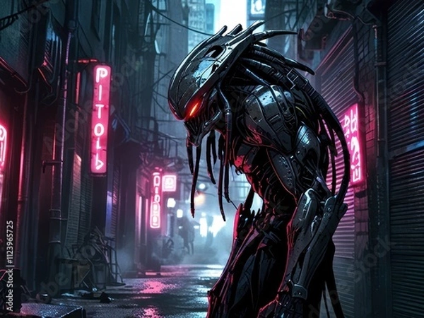 Obraz Cyberpunk Predator: Night Hunter Stalks Neon Streets