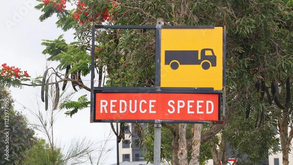 Obraz Reduce Speed Road Sign