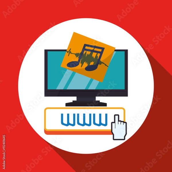 Fototapeta Cloud computing design. Media icon. Isolated illustration