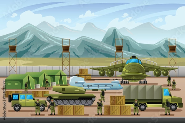 Obraz Military Base Camp Vector Illustration